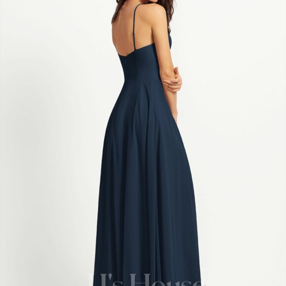 Navy bridesmaid formal prom maxi halter neck dress - Picture 2 of 6